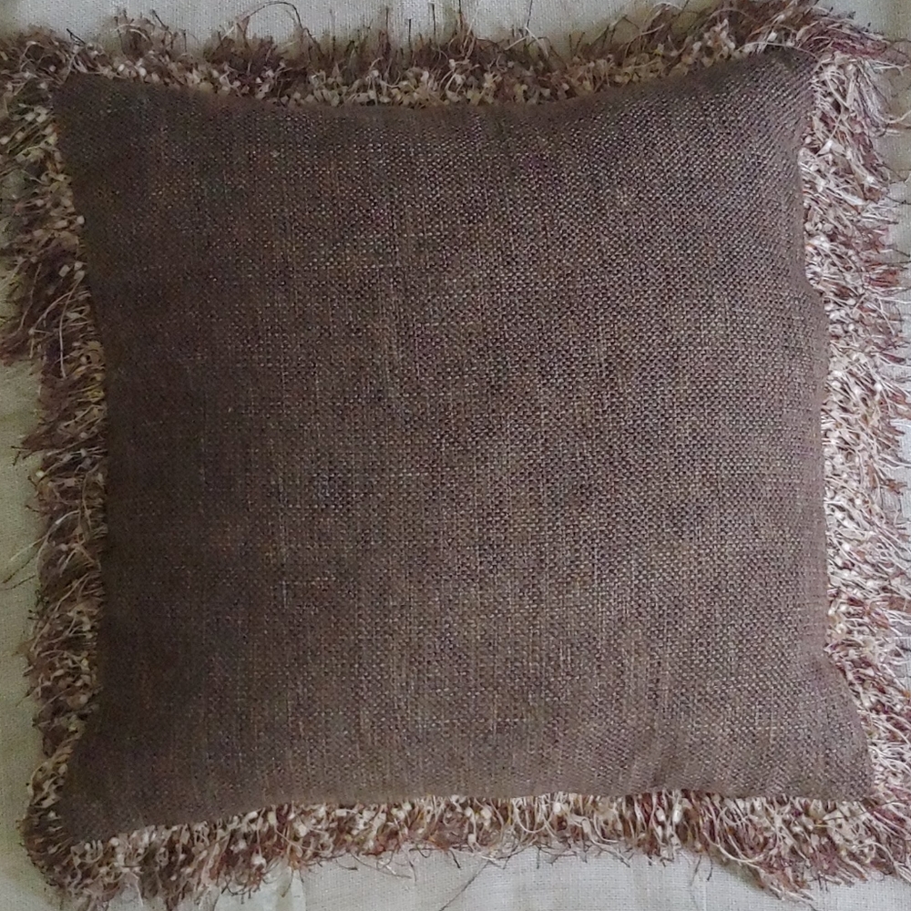 (2) Pier 1 18"×18" Brown Tweed Decor Pillows